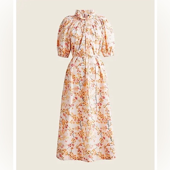 J. Crew Dresses & Skirts - J.Crew: Smocked Neck Puff-sleeve Dress In Cherry Blossoms
